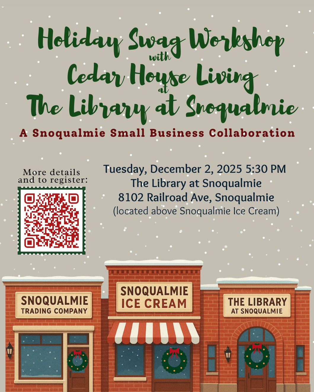 Holiday Swag Workshop at The Library at Snoqualmie